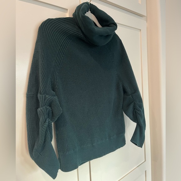 CAbi Cotton Cowl Neck Ruched Pullover Sweater Green S - Picture 4 of 11